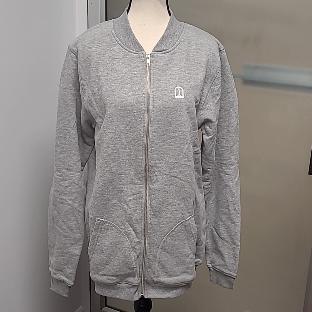 Top Marks Size M Light Grey Zip Up Fleece Lined Sweater